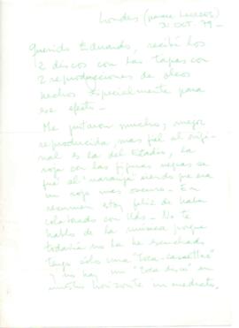 Comentarios de Nemesio Antúnez a Eduardo Carrasco sobre portadas de discos