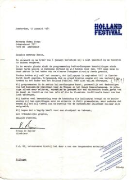 Respuesta de Holland Festival a Quilapayún